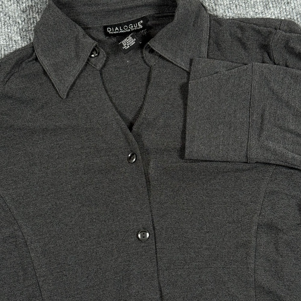 Dialogue Button‎ Up Shirt Womens Small Gray Long Sleeve Collared Lightweight Top